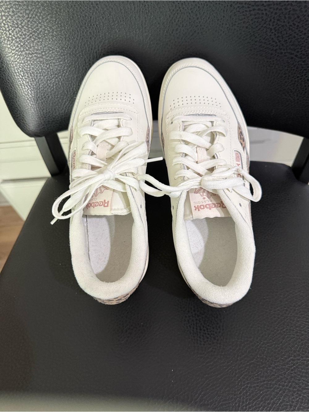 Reebok White Sneakers with Leopard Print Trim - Picture 7 of 7